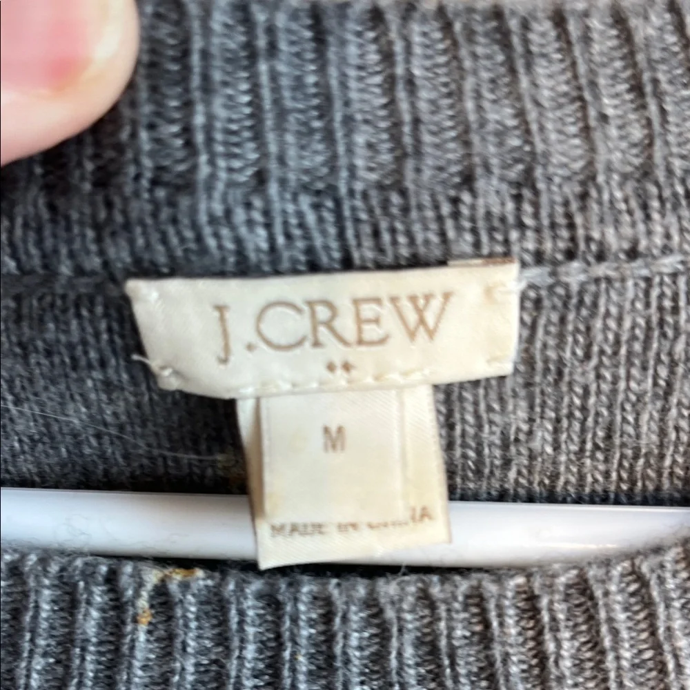 J. Crew Charcoal Crew Neck Raglan Sleeve Merino‎ Wool Blend Sweater M